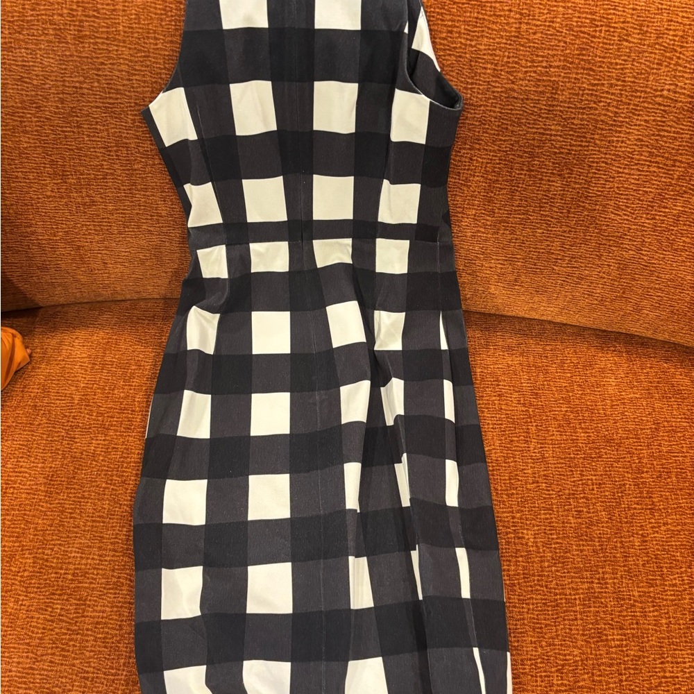 Banana Republic Black and White Gingham Midi Dress